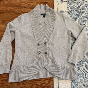Lauren Ralph Lauren 4-Button Metal 100% Cotton Knit Sailing Cardigan Sz XL